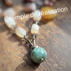 Agate verte, 1 perle gros tambour facetté