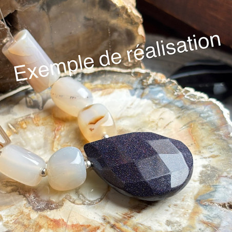 Goldstone bleue, 1 grande perle goutte facettée