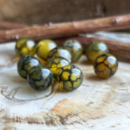 Agate « veine de dragon » ⌀ 8 mm, 10 perles
