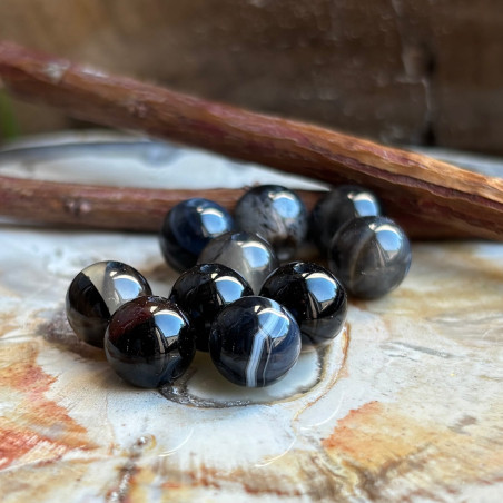 Agate rubanée ⌀ 8 mm, 10 perles