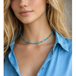 Apatite et hématite dorée, Collier création Gold filled