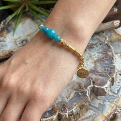 Apatite et hématite, Bracelet création avec Gold filled