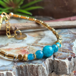 Apatite et hématite, Bracelet création avec Gold filled