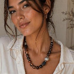 Collier en Agathe, pierre naturelle et argent 925