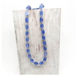 Cyanite et hématite facettée, collier création