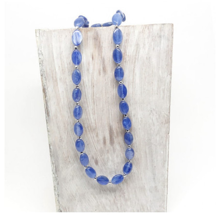 Cyanite et hématite facettée, collier création