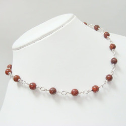 Collier jaspe rouge avec argent 925