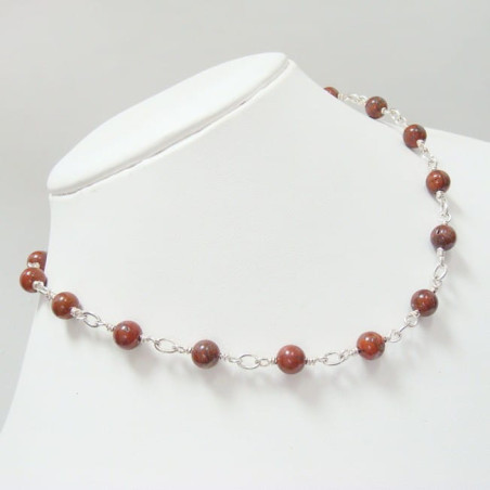Collier jaspe rouge avec argent 925