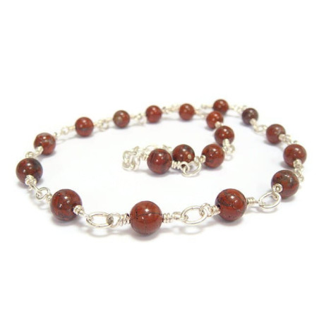 Collier jaspe rouge avec argent 925