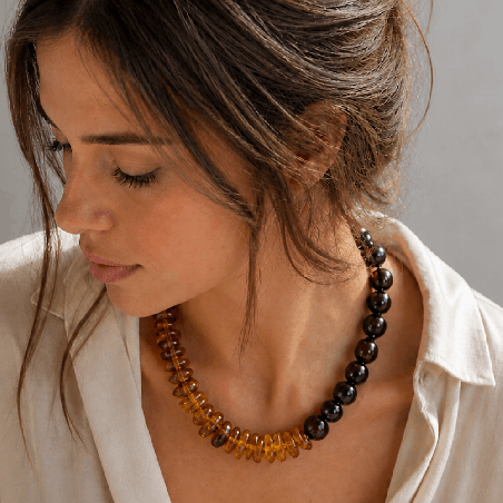 Kopie van Ambre et agate, Collier création