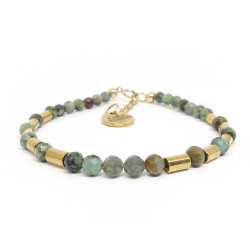Turquoise africaine et hématite dorée
