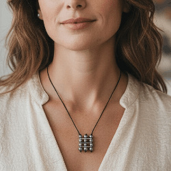 Collier raffiné en coton et perles biwa