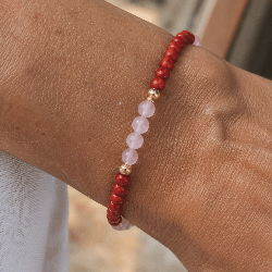 Bracelet corail et quartz rose