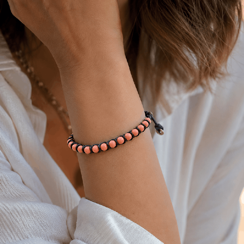 Bracelet corail rose "shamballa"