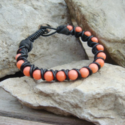 Bracelet corail rose "shamballa"