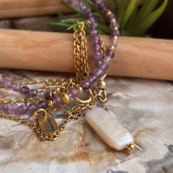 Améthyste , Double collier création Gold filled 14K