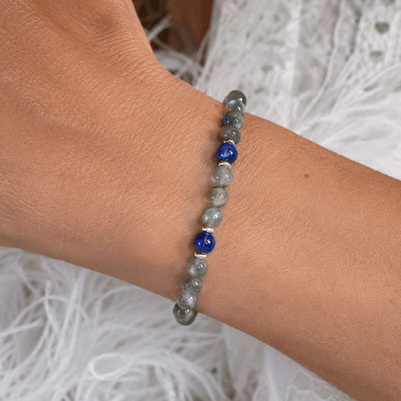Kopie van Labradorite et Lapis Lazuli, Bracelet création