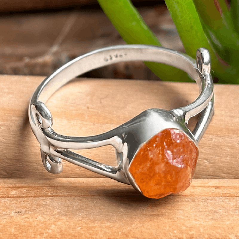 Opale de feu du Mexique, Bague argent 925 Taille 56