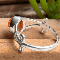 Opale de feu du Mexique, Bague argent 925 Taille 56