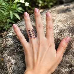 Améthyste, Bague taille ajustable en argent 925