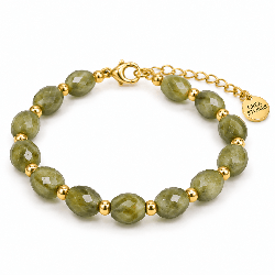 Jade,  Bracelet création olives facettées et Gold filled 14k