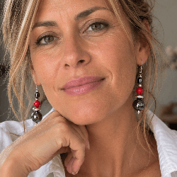 Kopie van Boucles d'oreilles en hématite et corail gorgone.
