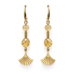 Boucles d’oreilles pendantes en citrine naturelle facettée avec apprêts Gold Filled 14K
