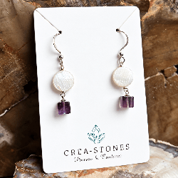 Boucles d’oreilles nacre et Fluorite sur argent