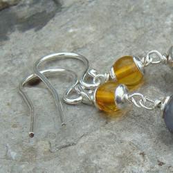 Kopie van Boucles d'oreilles ambre et biwa