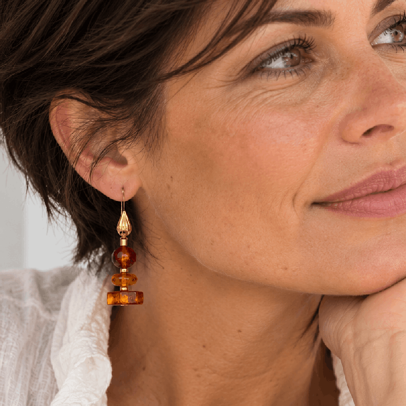 Ambre Balte, Boucles d’oreilles sur pl.or