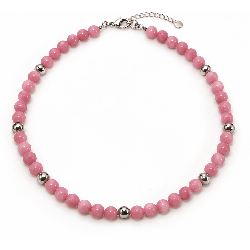 Collier création en pierre fine de Rhodonite
