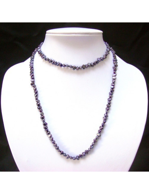 Sautoir en perles biwa noires