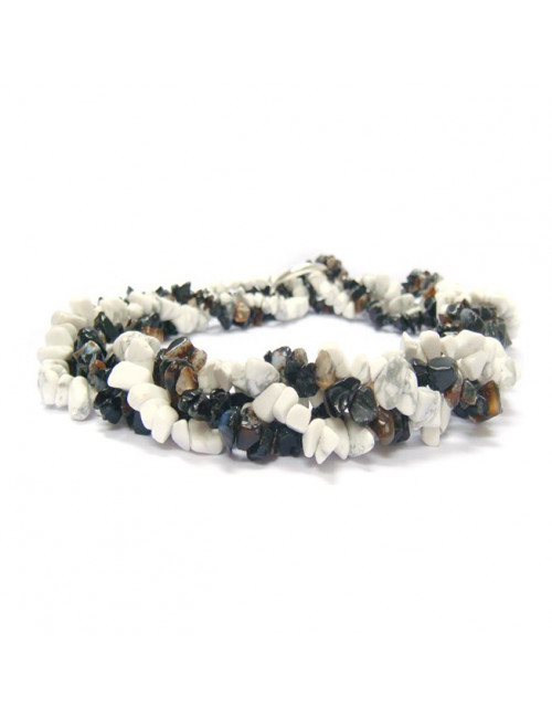 Collier noir et blanc en pierres "chips" howlite et onyx