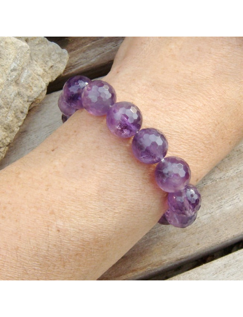 Bracelet en améthyste facettée