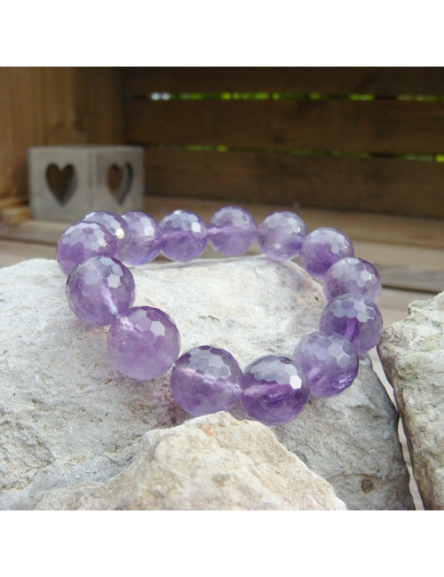 Bracelet en améthyste facettée
