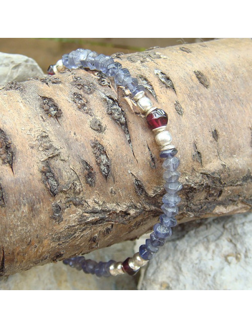 Bracelet iolite et grenat