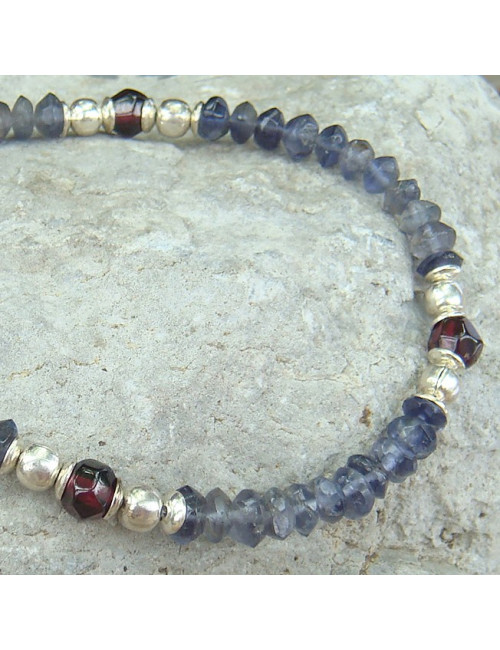 Bracelet iolite et grenat
