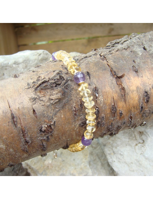 Bracelet citrine et améthyste