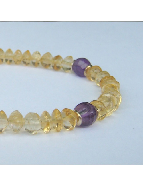 Bracelet citrine et améthyste