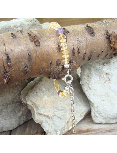 Bracelet citrine et améthyste