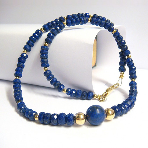 Collier lapis lazuli et pl or 3µ