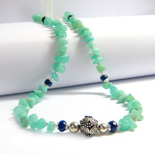 Collier chrysoprase et lapis lazuli