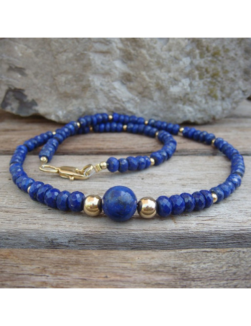 Collier lapis lazuli et pl or 3µ