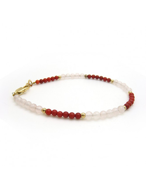 Bracelet corail et quartz rose