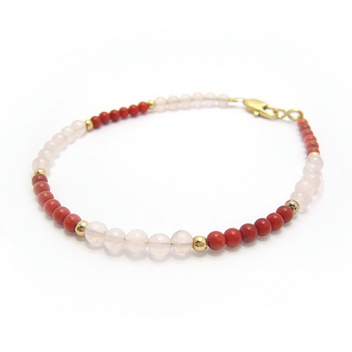 Bracelet corail et quartz rose