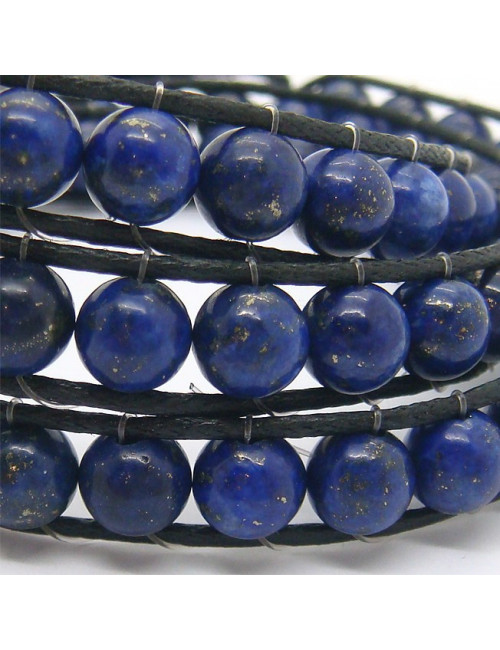 Bracelet "wrap" 3 rangs lapis lazuli