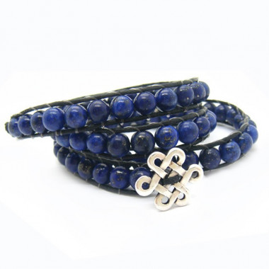 Bracelet "wrap" 3 rangs lapis lazuli