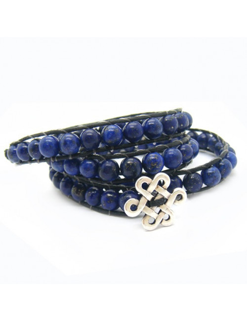 Bracelet "wrap" 3 rangs lapis lazuli