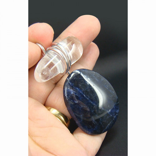 Pendentif énergétique sodalite et cristal de roche