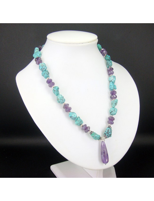 Collier turquoise et améthyste